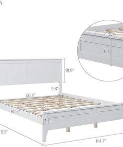 Queen Size Platform Bed Frame with Headboard Solid Wood Easy Assembly 2
