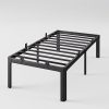 LUSPAZ Full Size Platform Bed with Adjustable Trundle in Gray 3