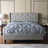 Modern Upholstered Full Size Bed Frame with Headboard and Storage 4