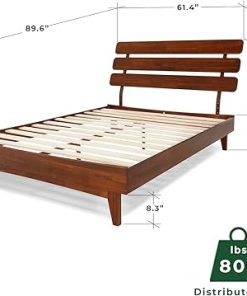 Bme Caden Queen Bed Frame with Adjustable Headboard Solid Wood 2