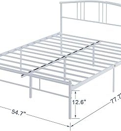 VECELO 14 Inch White Metal Bed Frame with Headboard and Footboard 2