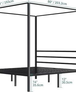 YITAHOME Metal Four Poster Bed Frame with Built-in Headboard, King Size 2