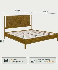 BME Ethan Solid Wood King Bed Frame with Diamond Headboard Rustic Brown 2