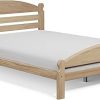 Solid Pine Full Bed Frame Unfinished with Hardwood Slats for Adults