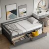 Queen Size Four Poster Platform Bed with Crown Headboard in Brown 4