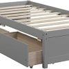 Julyfox Twin Daybed with 2 Drawers Sturdy Pine Wood Gray Finish