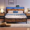 Anwick Queen Bed Frame with LED Headboard and USB Charging Station