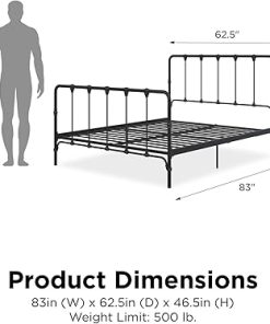 Lida Farmhouse Metal Bed Frame with Under Bed Storage in Black 2