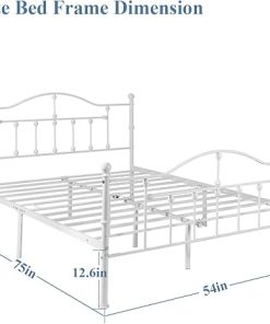 VECELO Full Size Bed Frame with Headboard and Footboard White 2