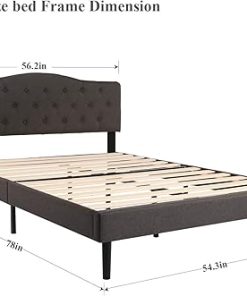 Classic Upholstered Platform Bed with Diamond Stitched Headboard Full Grey 2