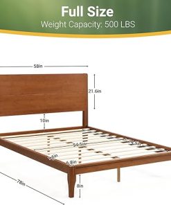 Mid Century Modern Bamboo Bed Frame Full Size with Headboard 2