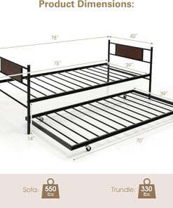 KOMFOTT Twin Metal Daybed with Trundle Sofa Frame for Guest Room 2