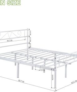 Queen Size Metal Platform Bed Frame with Headboard and Steel Foundation 2