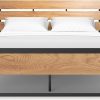 Full Size Bed Frame with Headboard and Storage Drawers Beige 3