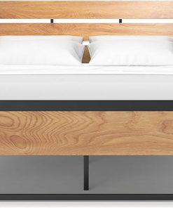 Queen Size Steel Bed Frame with Wood Headboard Easy Assembly