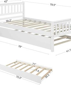 Twin Bed Frame with Trundle and Headboard for Small Spaces 2