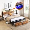 Giantex Full Size Bed Frame with Storage Headboard and LED Charging 4