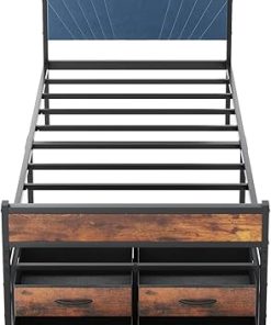 Twin Bed Frames with Headboard and Storage Drawers for Kids 2