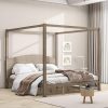 Black Full Size Bed Frame with Charging Station and LED Support 3