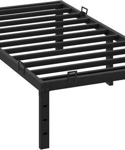 16 Inch Twin Size Metal Bed Frame with Adjustable Non Slip Gaskets