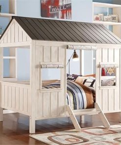 Acme Spring Cottage Wooden Frame Full Bed in Weathered White Finish 2