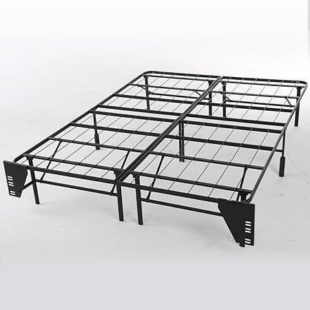 Sturdy 14 Inch Queen Metal Bed Frame with Foldable Headboard Black Sturdy 14 Inch Queen Metal Bed Frame with Foldable Headboard Black