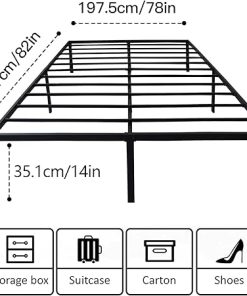 14 Inch Metal King Bed Frame Black Heavy Duty Platform Easy Assembly 2
