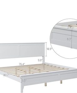 Modern King Size Platform Bed Frame in Solid Wood, No Box Spring Needed 2