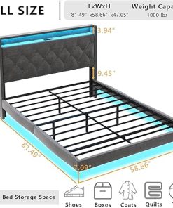 Loomie Floating Bed Frame with Charging Station and LED Lights 2