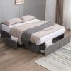 Mid-Century Modern Twin Size Platform Bed Frame in Ash Walnut Finish 4