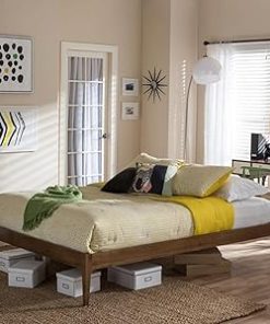 Baxton Studio Bentley Modern Walnut Queen Size Bed Frame