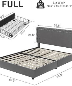 VECELO Full Size Upholstered Bed Frame with 4 Storage Drawers 2