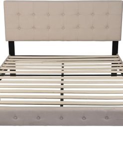 Modern Full Platform Bed Frame Upholstered Fabric with Headboard 14 Inch 2