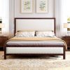 Modway Odette Oak Queen Platform Bed with Rattan Cane Headboard 3