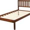 Farmhouse Style Twin Bed Frame with Headboard in Walnut Finish
