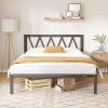 Queen Size Bed Frame with Headboard, Industrial Platform Queen Bed Frame with 14 Strong Metal Slats Support, 11” Under-Bed Storage, No Noise, Easy Assembly, Rustic Brown 4