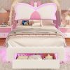 King Size Metal Canopy Bed Frame with Built-in Headboard Black 4