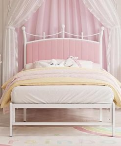Weehom Twin Upholstered Velvet Bed Frame with Headboard Easy Assembly