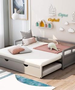 Harper Bright Designs Twin to King Daybed Trundle Sofa Bed Gray 2