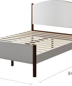 Queen Wood Platform Bed Frame with Tufted Upholstered Headboard 2