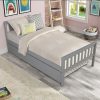 KOMFOTT Twin Wood Bed Frame with Storage Drawers and LED Light 4
