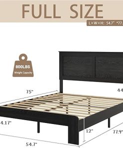 FSTAR Wooden Bed Frame Full Size with Headboard, Farmhouse Platform Bedframe with Wood Slat Support, Noise-Free, No Box Spring Needed, Rustic Black 2