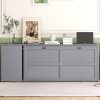 Modern Full Platform Bed Frame with Wingback Headboard in Gray 3