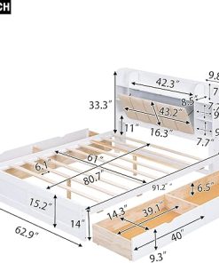 Queen Bed Frame with Drawers and Storage Headboard for Kids Adults 2