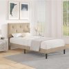 Mid-Century Queen Wood Bed Frame with 27.5″ Headboard, Supports 700 lbs 4