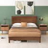 Addison King Size Platform Bed with Upholstered Headboard in Light Gray 3