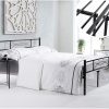 VECELO Queen Metal Platform Bed Frame with Wooden Headboard Brown 3