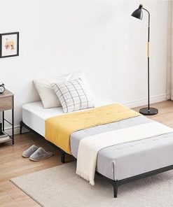 Metal Twin Bed Frame Heavy Duty Steel Slat Support Easy Assembly