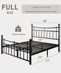 Full Metal Full Size Bed Frame with Headboard, Easy Assembly, Black 2