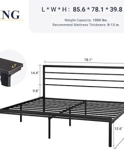 King Size Allewie Modern Bed Frame with 4.7 Inch Headboard Shelf 2